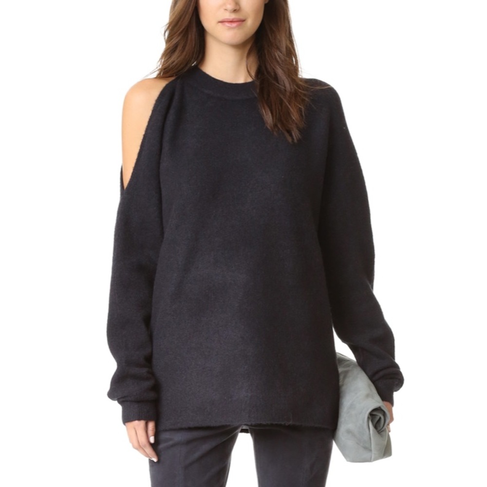 TIBI Designer Black Cutout Knit Sweater - Size M